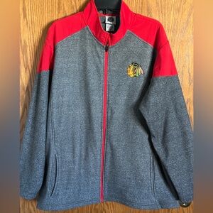 Chicago Blackhawks NHL Full Zip Embroidered Jacket Gray and Red Men's Size XL